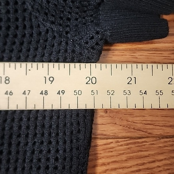Calvin Klein Open Knit Polo Top Sweater L Black Short Sleeve Preppy Lightweight - Picture 6 of 6